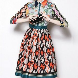 Vicky & Lucas Geo Floral Button-Front Dress